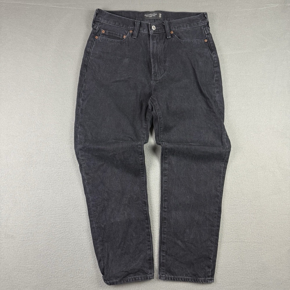 Abercrombie Men's 90's Loose Jeans 30x30 Charcoal Black Denim Baggy Straight Leg